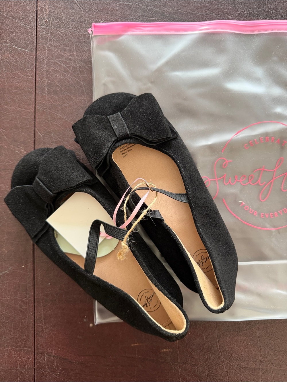 SweetHoney Black Bow Ballet Flats for Girls size 1Y